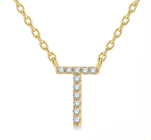 Ashi Diamond Block 'T' Initial Diamond Pendant