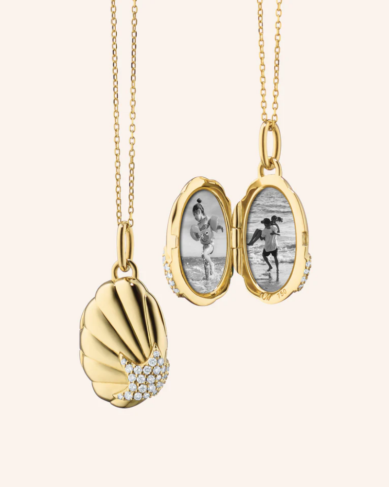 Monica Rich Kosann Gold Shell Locket with Diamond Starfish
