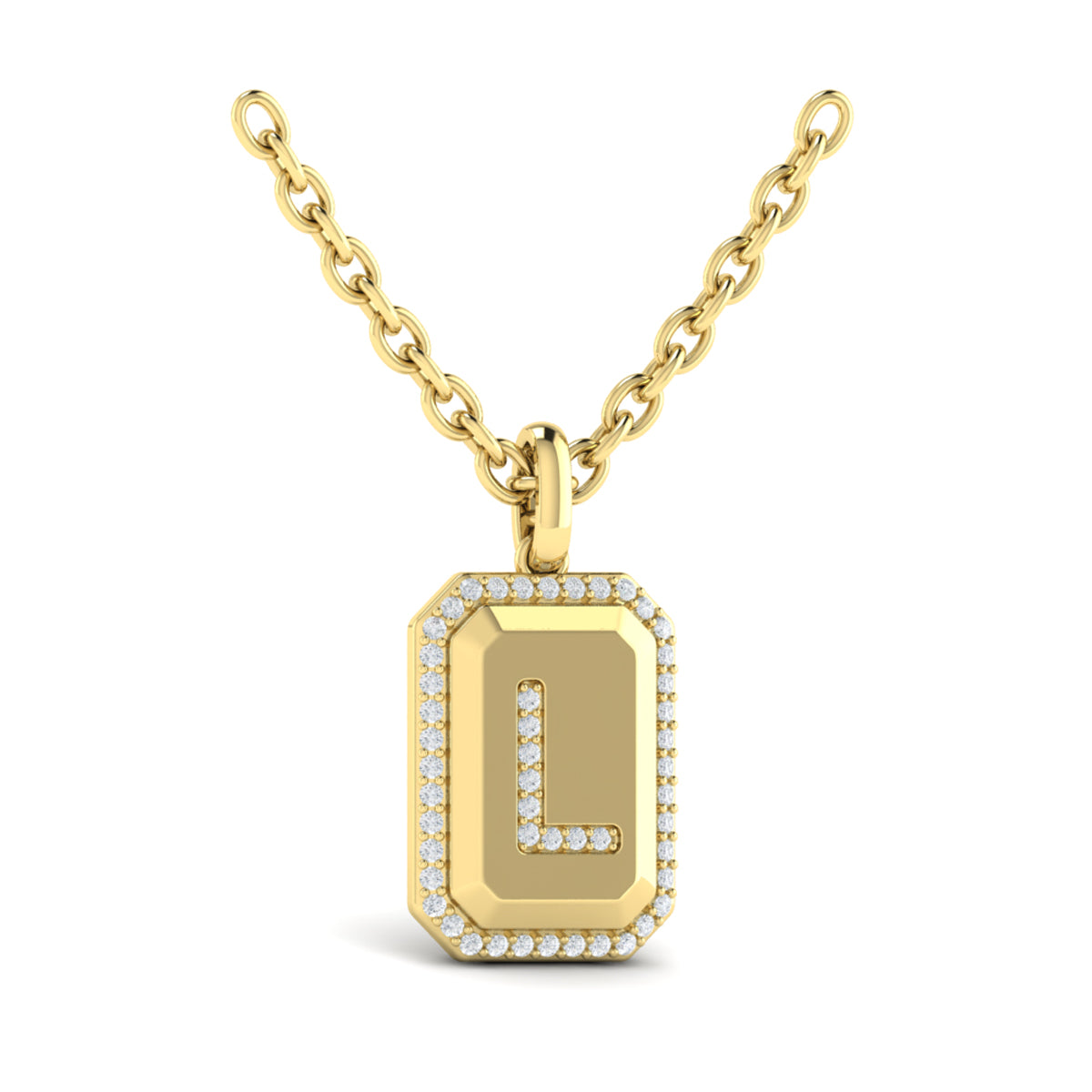 Vlora Jewels Diamond Medallion Alphabet Pendant Link Necklace, L, view 2