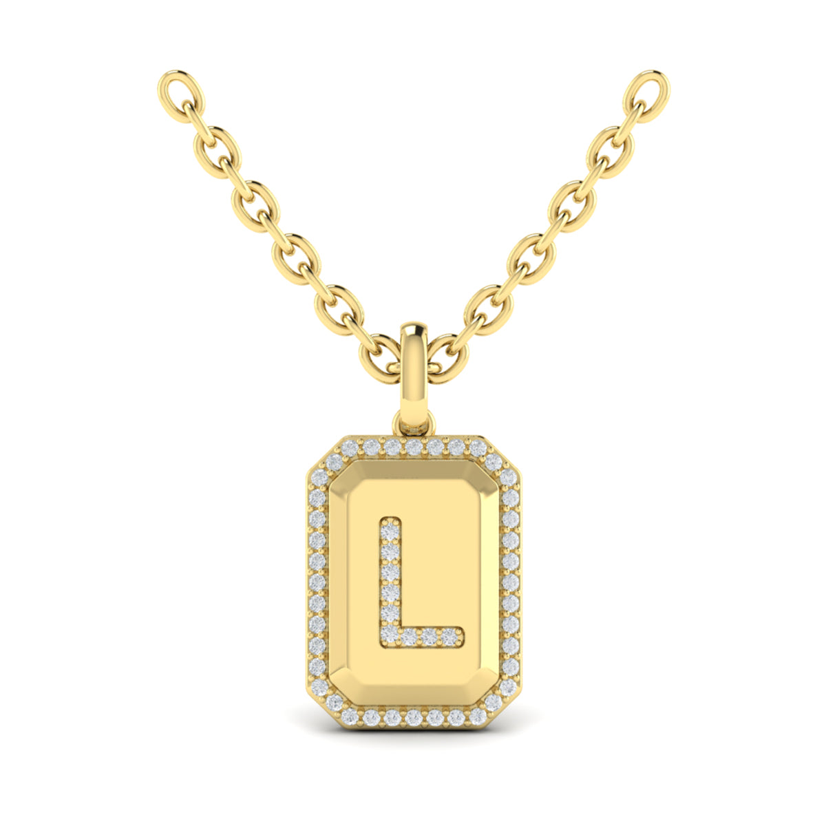 Vlora Jewels Diamond Medallion Alphabet Pendant Link Necklace, L