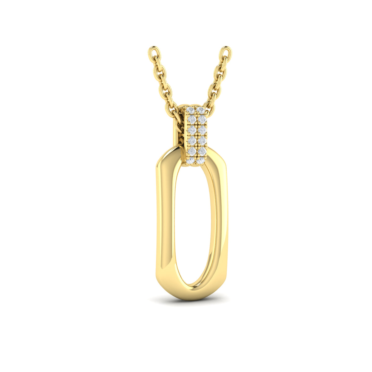 Vlora Jewels Diamond Accent North South Open Oval Pendant with Link Necklace