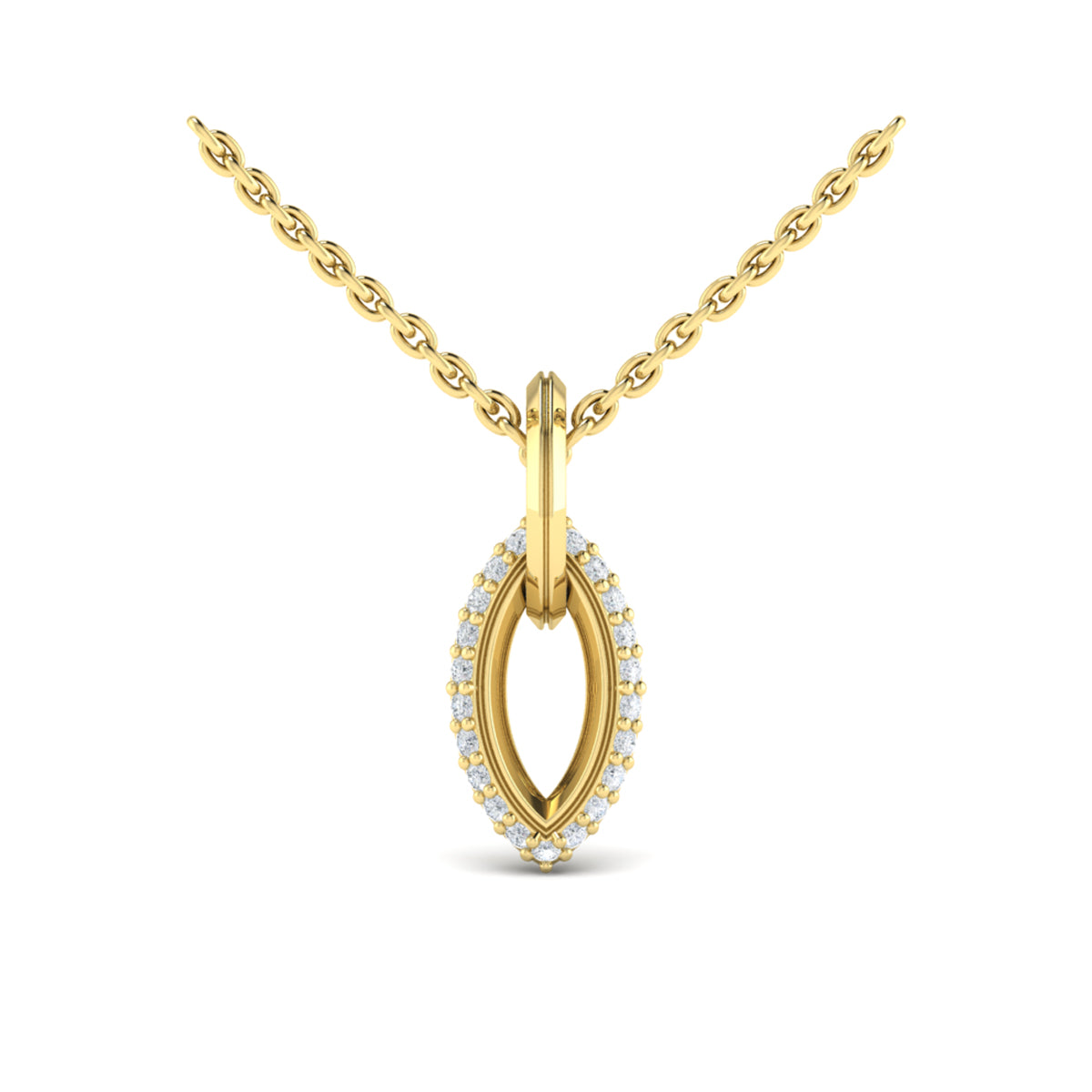 Vlora Jewels Open Navette Silhouette with Diamonds Pendant, view 2