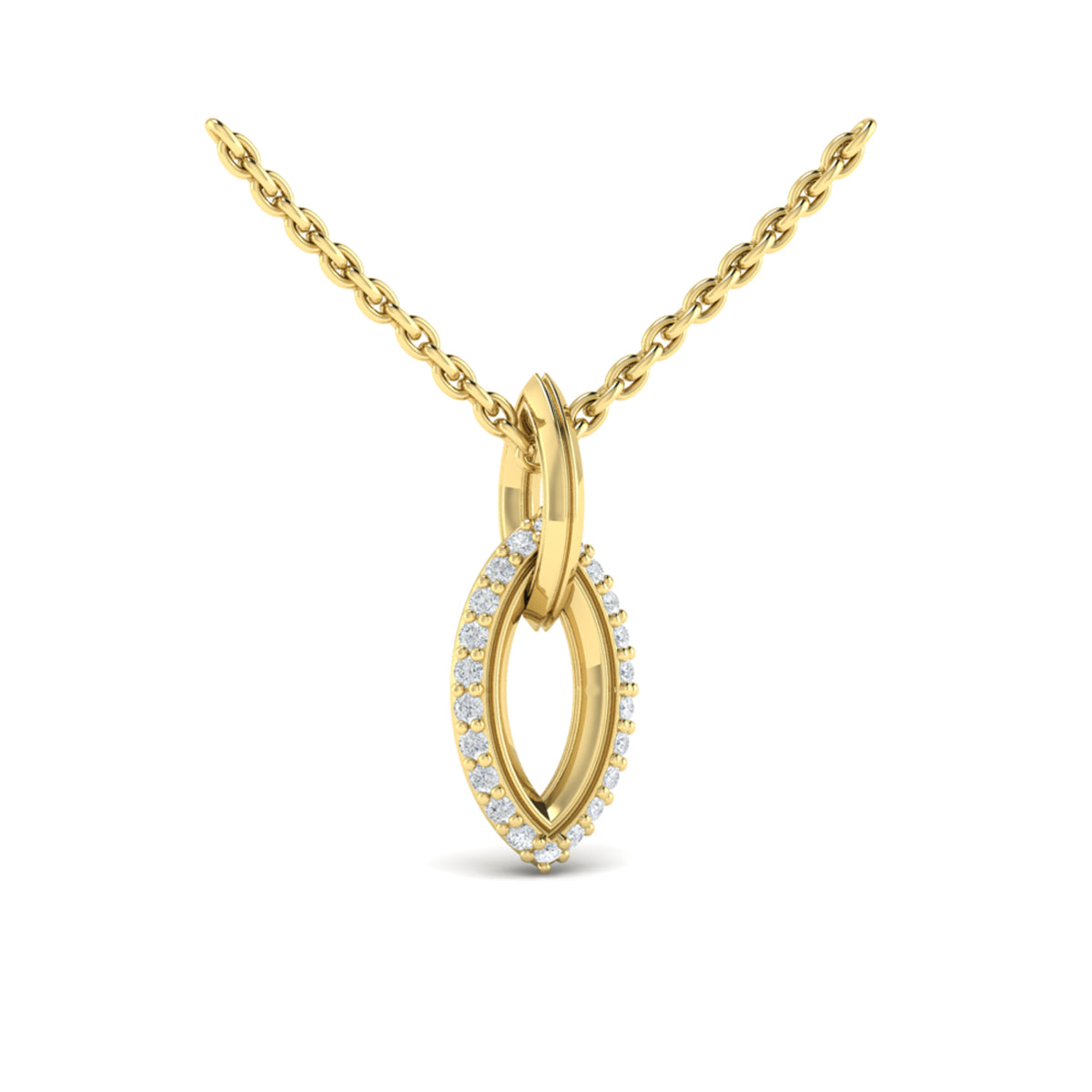 Vlora Jewels Open Navette Silhouette with Diamonds Pendant