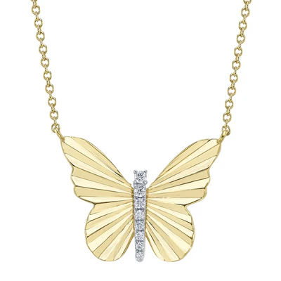 Shy Creations Diamond Ribbed Butterfly Pendant