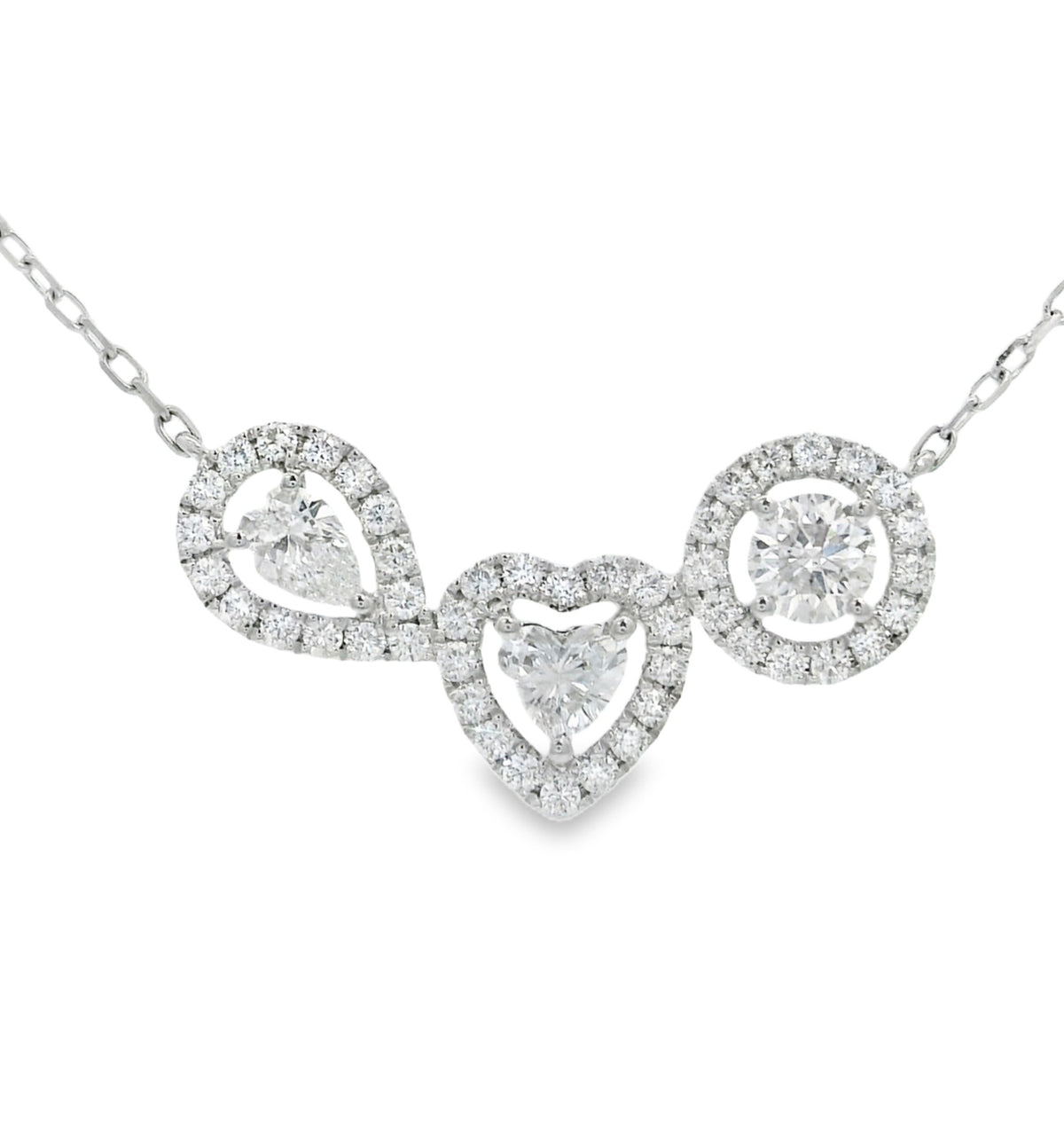 Arya's Collection Mixed Cut Diamond Three Stone Pendant