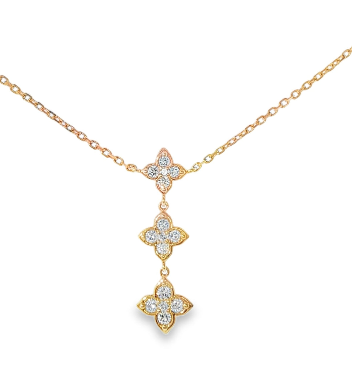 H.J. Namdar Diamond Triple Floral Drop Pendant
