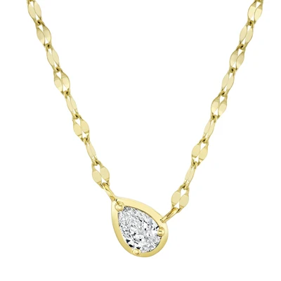 Shy Creations Pear Diamond Sparkle Chain Necklace