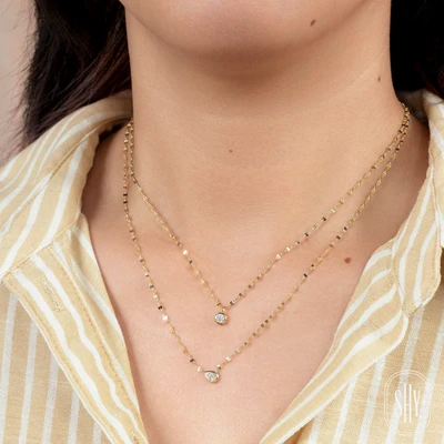 Shy Creations Pear Diamond Sparkle Chain Necklace, view 2