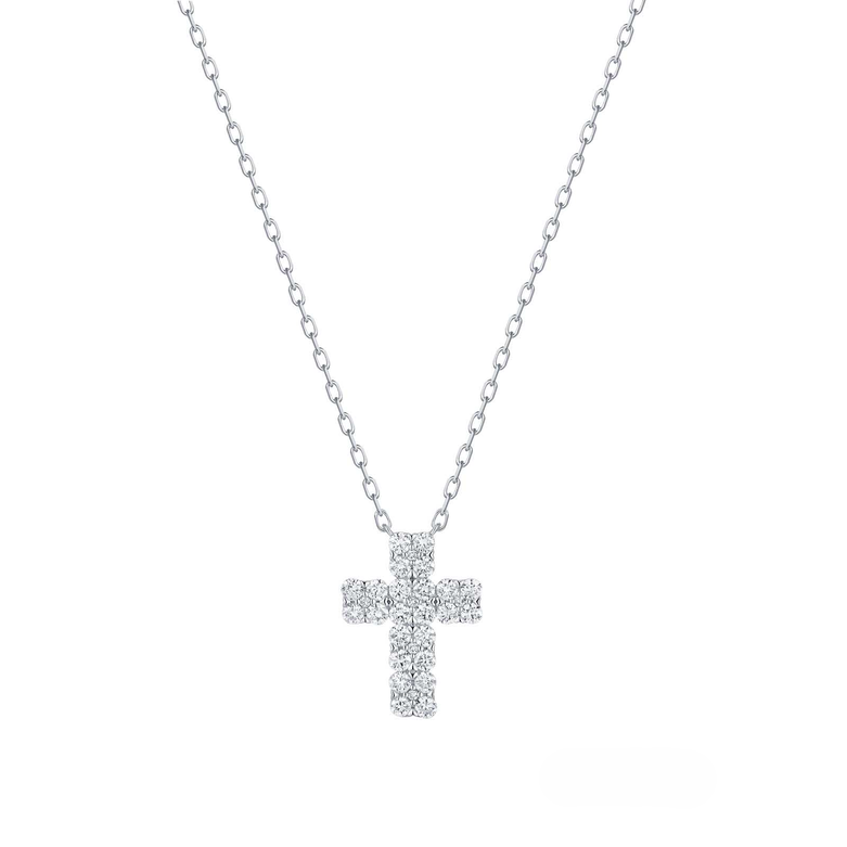 F J KASHI Double Row Diamond Cross Pendant