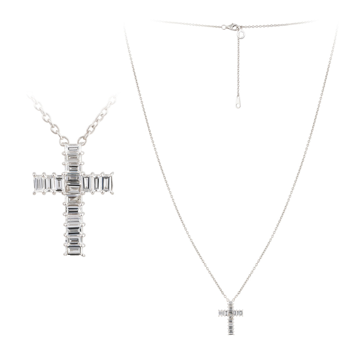 Ariha Jewels Baguette Diamond Cross Pendant