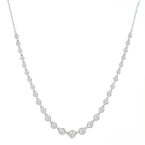 Ashi Diamond Halfway Graduated Bezel Set Diamond Tennis Necklace