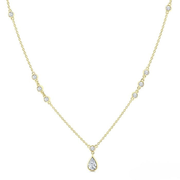 Pear Shape Bezel Set Drop Necklace