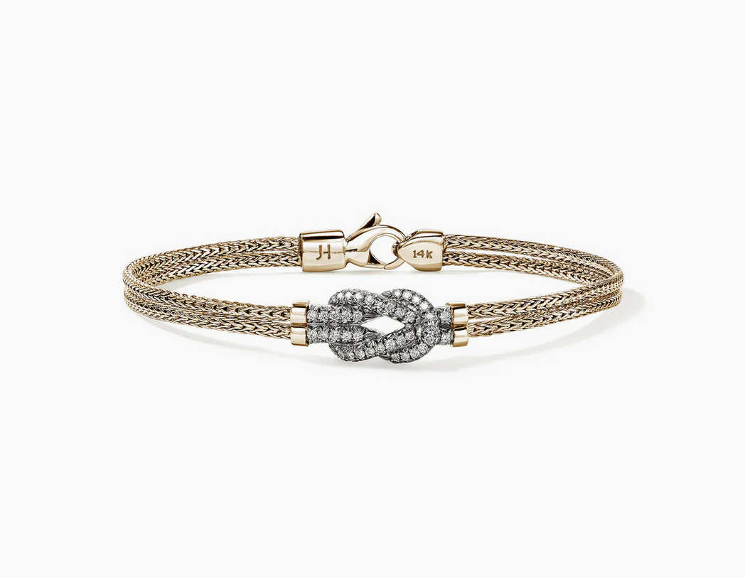 John Hardy Love Knot Bracelet, Gold, Diamonds