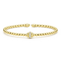 LAGOS 18K Gold Caviar Beaded Diamond Rondelle Cuff Bracelet | 3mm
