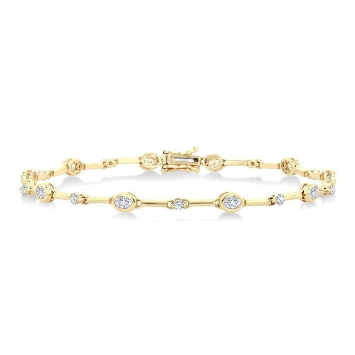 Ashi Diamond Oval Shape Bezel Set Diamond Bracelet