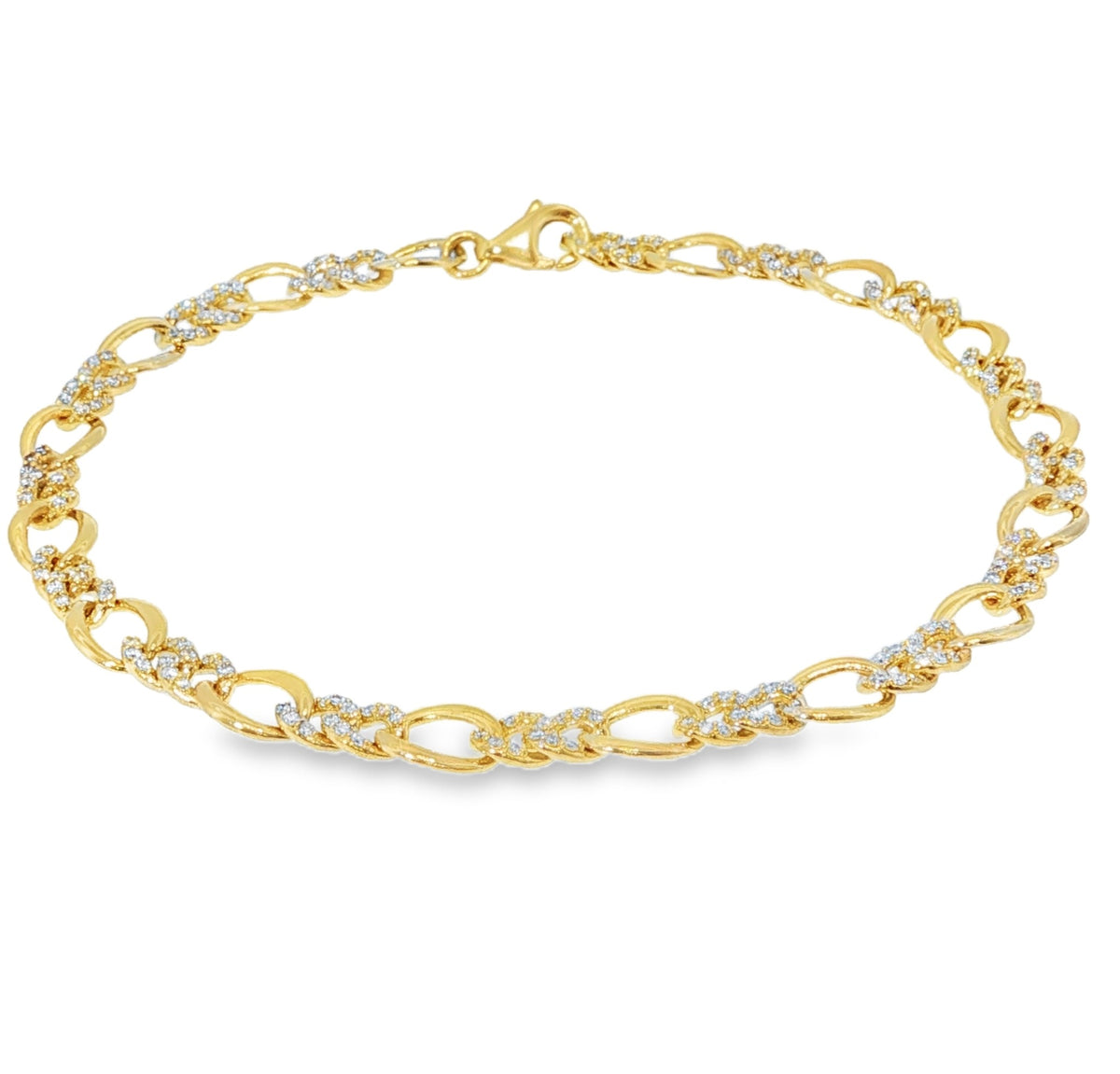 DSL Pearl Diamond Pave Link Bracelet, view 2