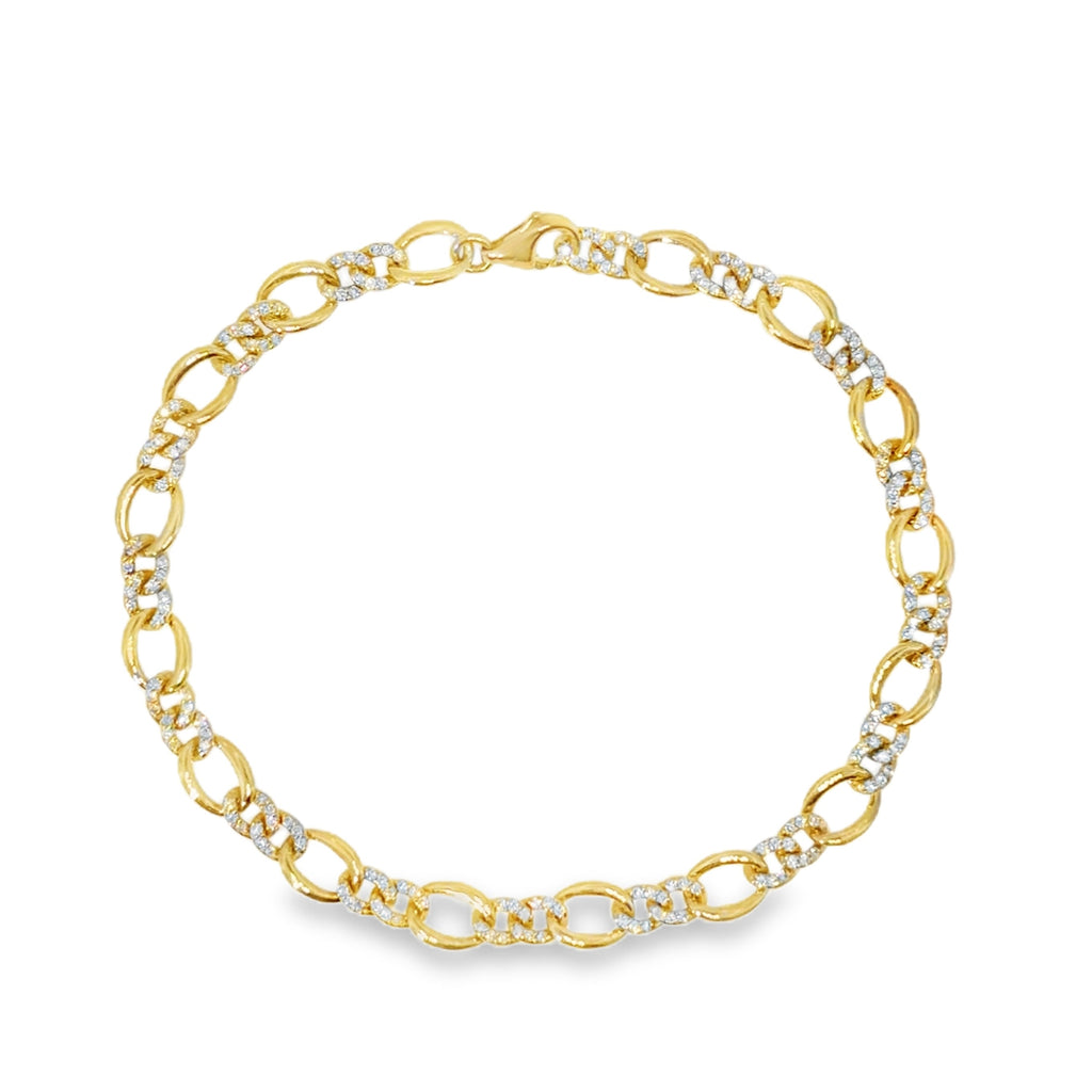DSL Pearl Diamond Pave Link Bracelet