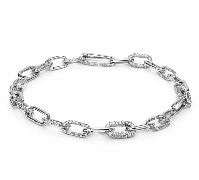 DSL Pearl Pave Diamond Open Link Bracelet