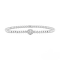 Ashi Diamond Couture Gold Bead With Oval-Shaped Diamond Halo Center Stretch Bracelet