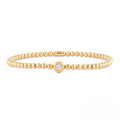 Couture Gold Bead With Bezel-Set Diamond Center Stretch Bracelet