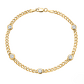 DSL Pearl Diamond Bezel Curb Station Bracelet