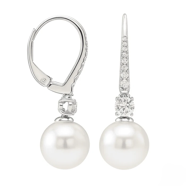 Pearl and Diamond Drop Earrings