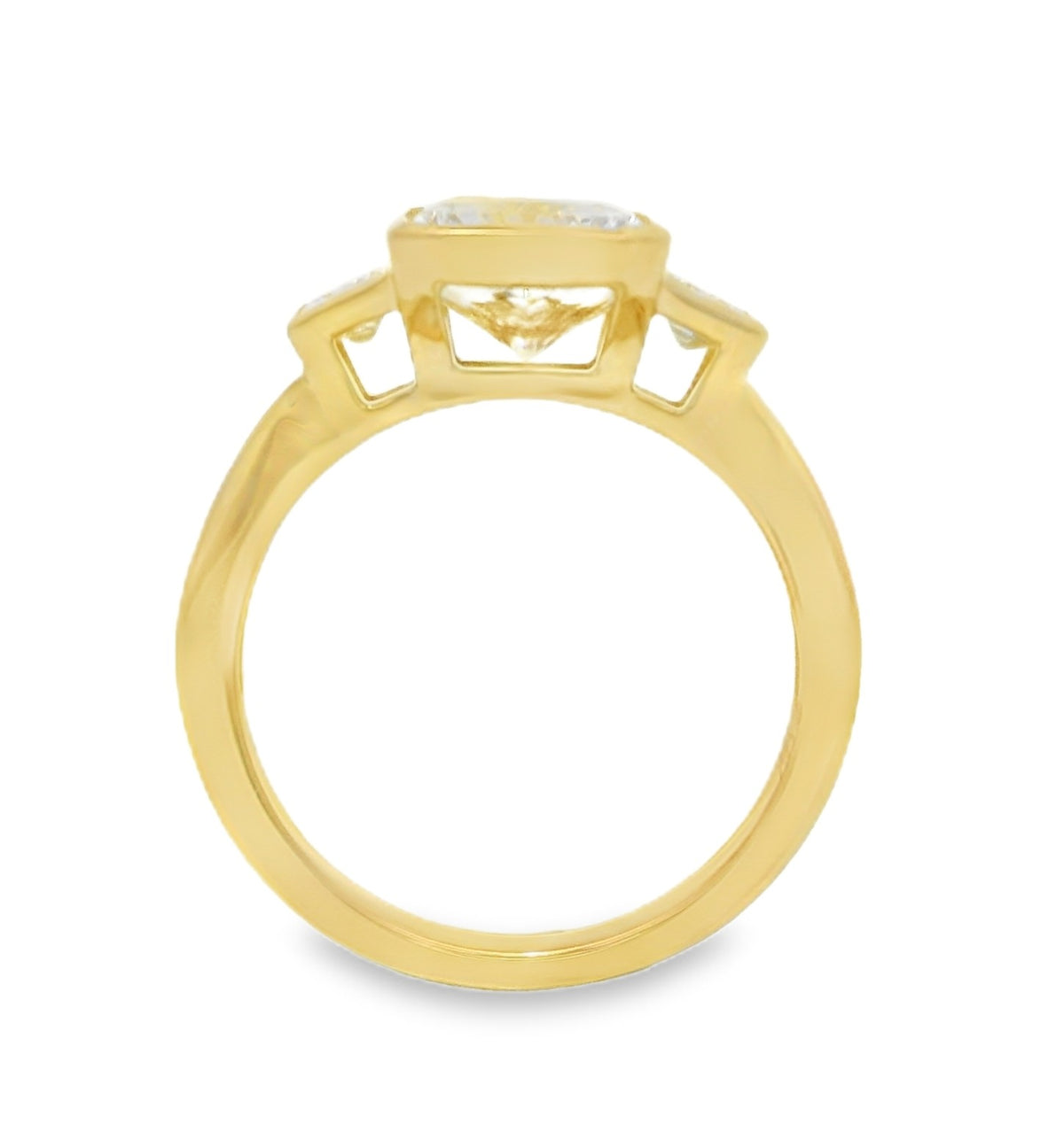 Three Stone Radiant Diamond Ring, view 4
