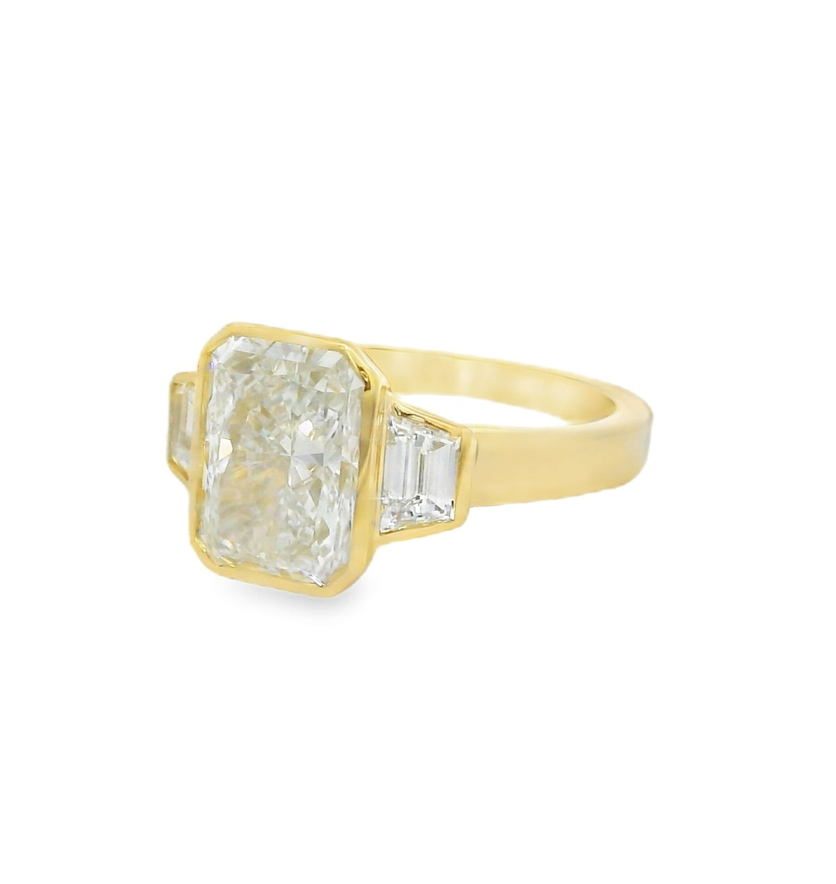 Three Stone Radiant Diamond Ring, view 2