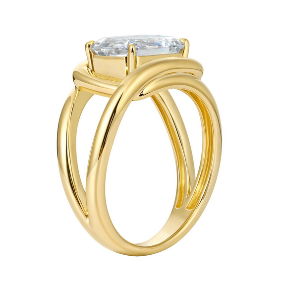 Smiling Rocks Lab Grown Emerald Cut Diamond Ring, view 3