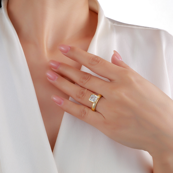 Smiling Rocks Lab Grown Asscher Cut Diamond Ring, view 4