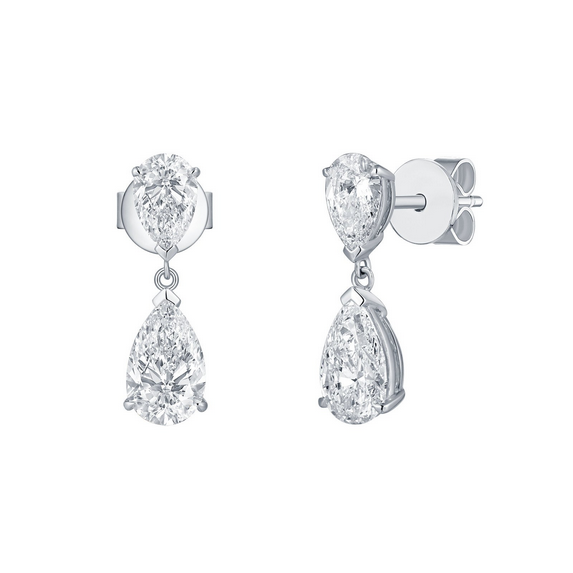 Smiling Rocks Lab Grown Pear Diamond Drop Earrings, view 2