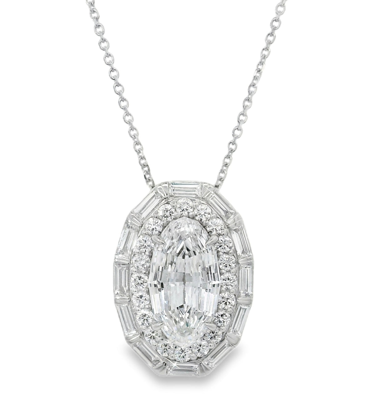 Lab Grown Step Cut Moval Pendant