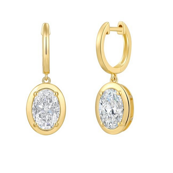 Smiling Rocks Lab Grown IGI Certified Oval Diamond Drop Earrings, view 2