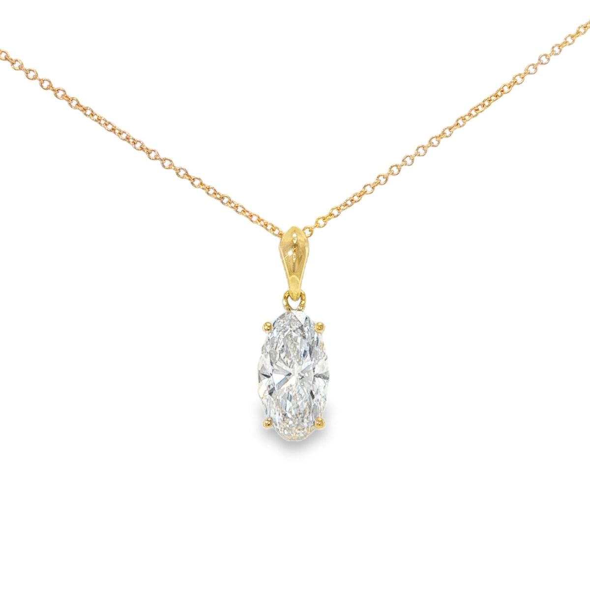 IDD Lab Grown Elongated Oval Solitaire Pendant
