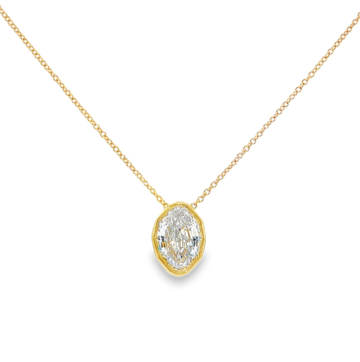 IDD Lab Grown Modified Oval Bezel Pendant