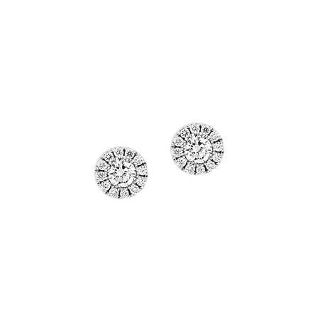 Chatham Created Gems & Diamonds Lab Grown Round Halo Stud Earrings