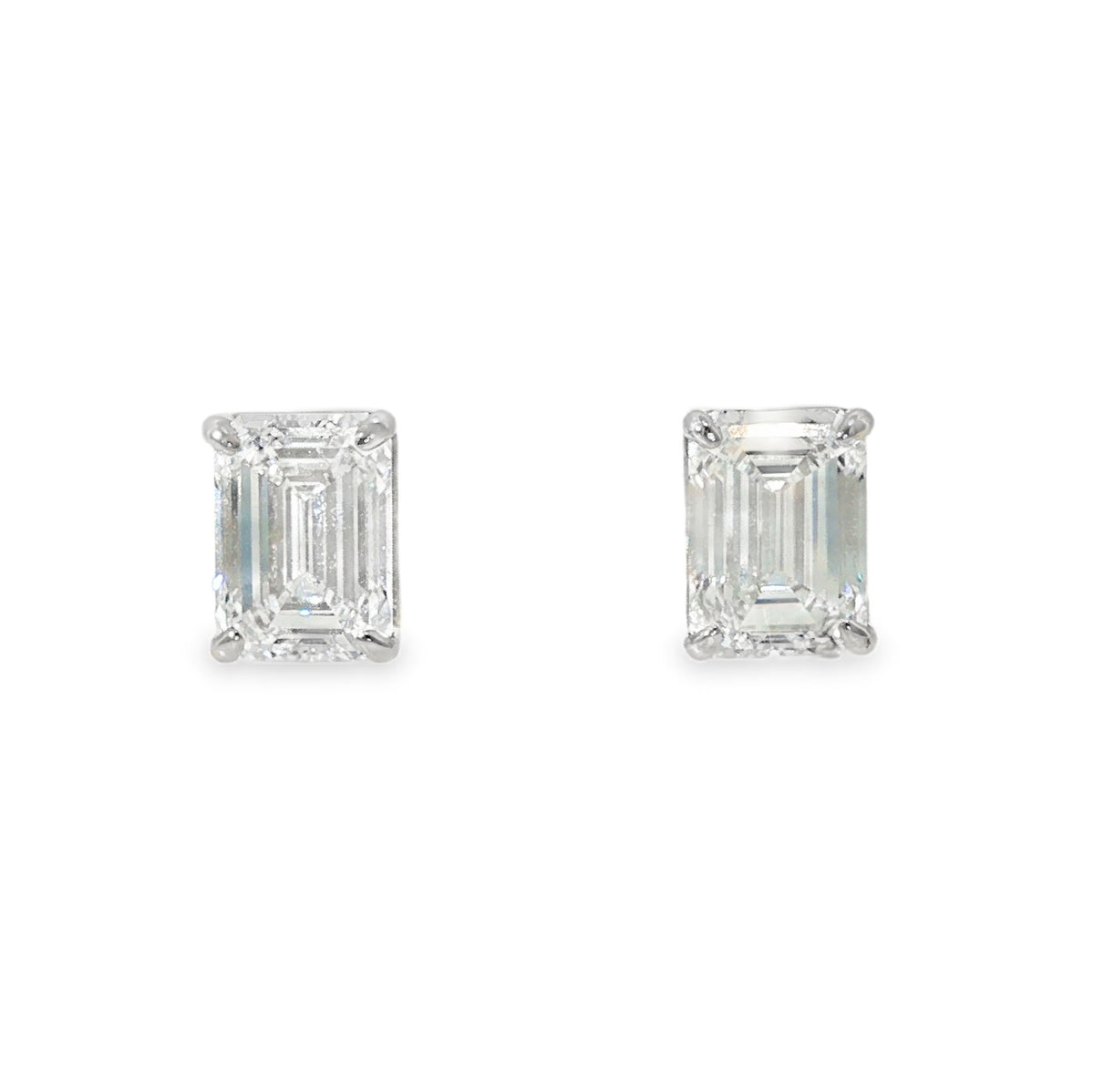 Emerald Diamond Studs, view 2