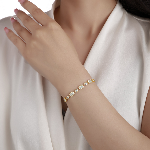 Smiling Rocks Lab Grown Diamond Bezel Tennis Bracelet, view 2