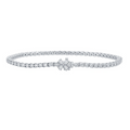 Smiling Rocks Lab Grown Diamond Tennis Bracelet with Floral Accent