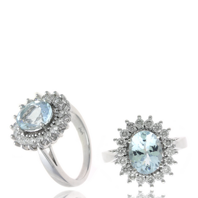 Ryan Gems Aquamarine and Diamond Ring
