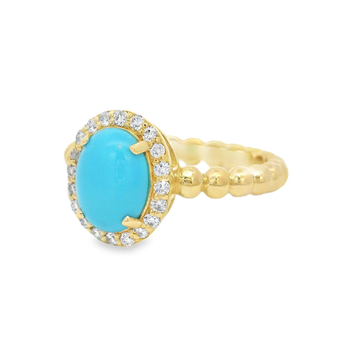 Raymond Mazza Turquoise and Diamond Ring, view 2