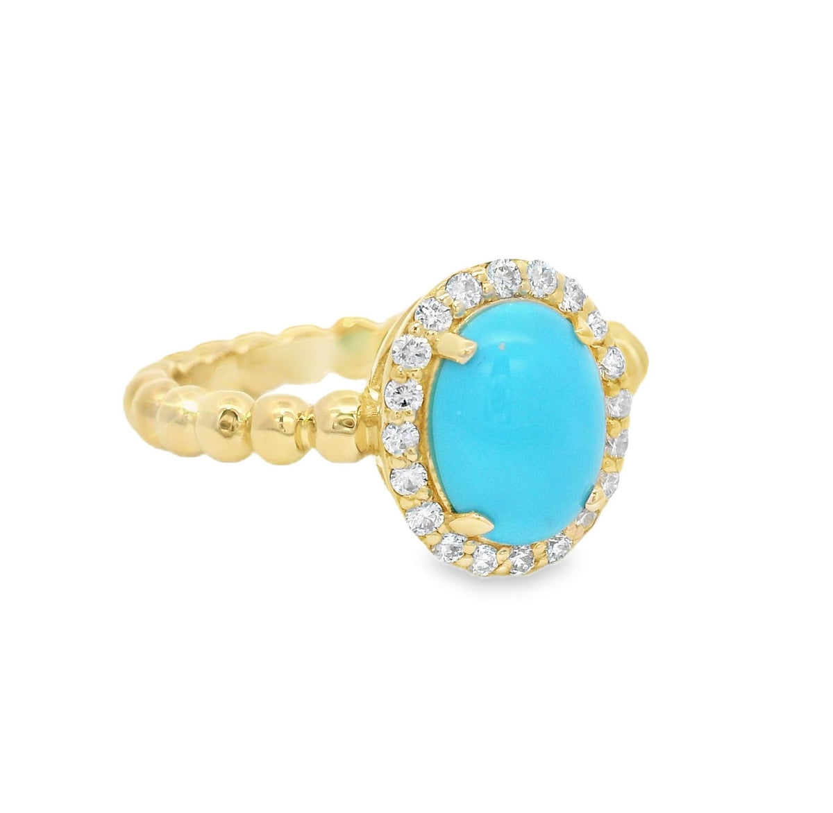 Raymond Mazza Turquoise and Diamond Ring, view 3