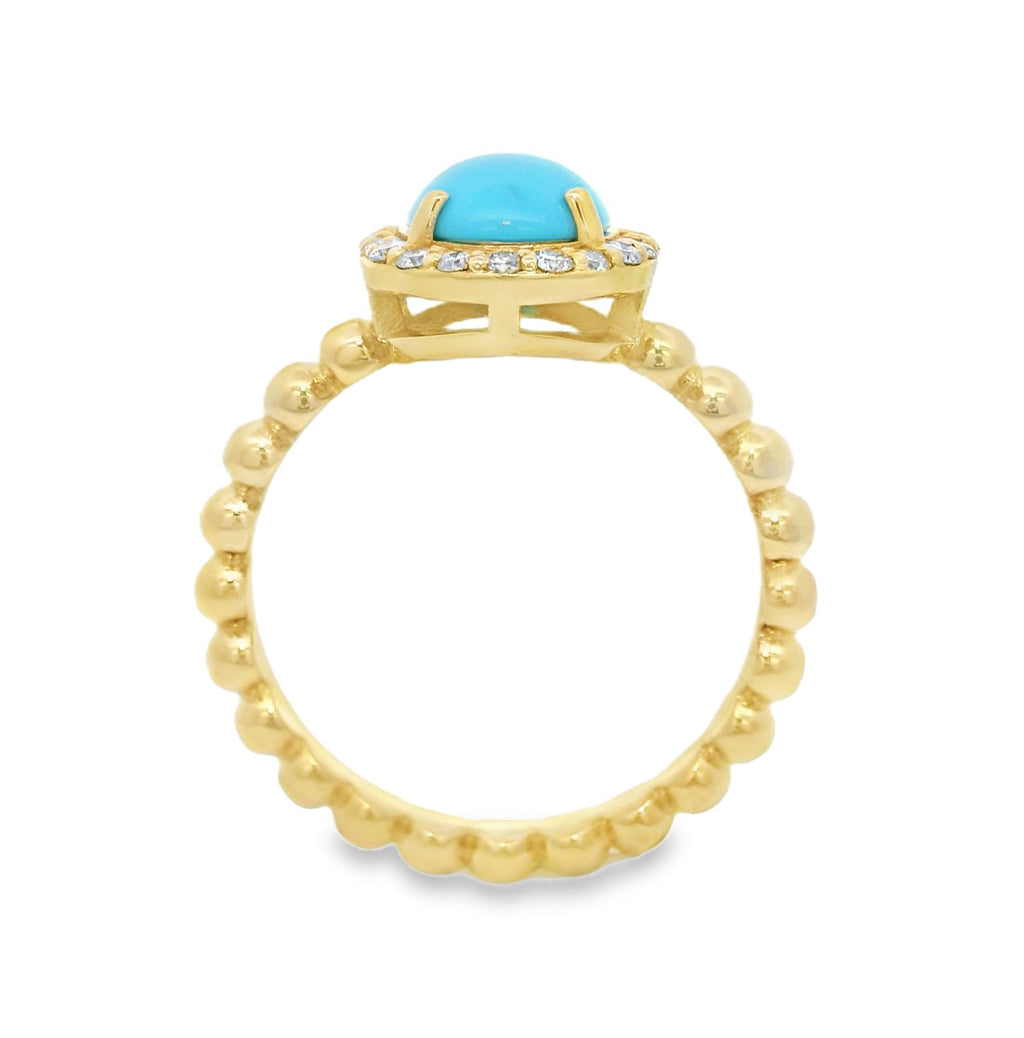 Raymond Mazza Turquoise and Diamond Ring, view 4