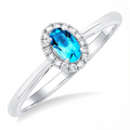 Ashi Diamond Oval Shape Blue Topaz & Halo Diamond Ring