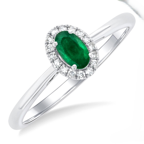 Ashi Diamond Oval Shape Emerald & Halo Diamond Ring