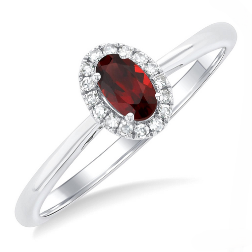 Ashi Diamond Oval Shape Garnet & Halo Diamond Ring