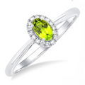 Ashi Diamond Oval Shape Peridot & Halo Diamond Ring