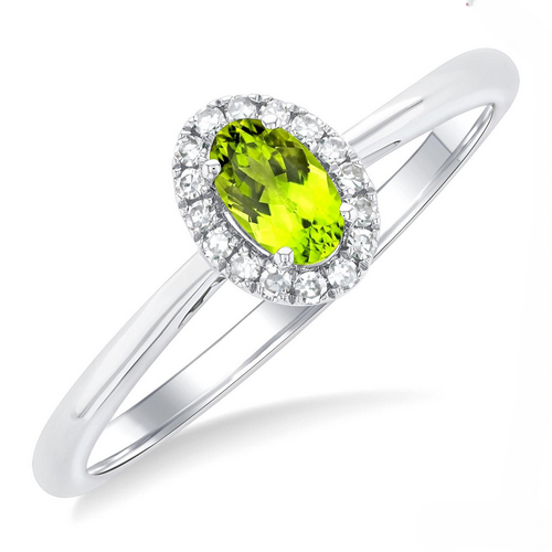 Ashi Diamond Oval Shape Peridot & Halo Diamond Ring