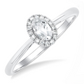 Ashi Diamond Oval Shape White Topaz & Halo Diamond Ring