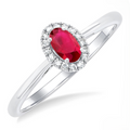 Ashi Diamond Oval Shape Ruby & Halo Diamond Ring